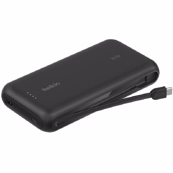 Belkin BoostChargeÂ Power Bank 20K With Integrated Cable - Black(BPB024FQBK)
