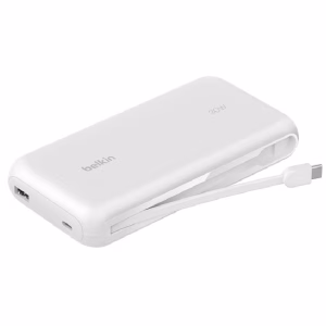 Belkin BoostCharge Power Bank 20K With Integrated Cable - White (BPB024fqWH)