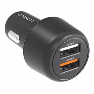 Cygnett CarPower 30W Dual Port Car Charger - Black (CY3680CYCCH)