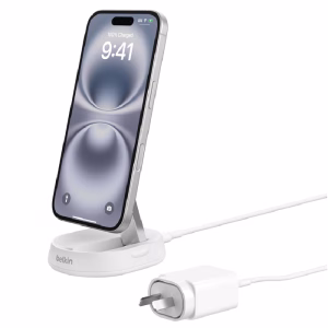 Belkin BoostCharge Pro Convertable Magnetic Wireless Charging Stand With Qi2 15W-White(WIA008auBK)