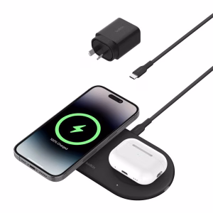 Belkin BoostCharge Pro 2-in-1 Magnetic Wireless Charging Pad 15W With Qi2 - Black (WIZ021auBK)