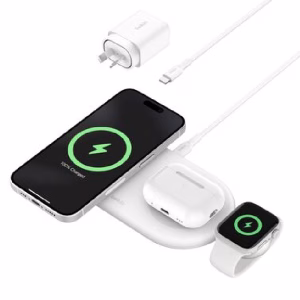 Belkin BoostCharge Pro 3-in-1 Magnetic Wireless Charging Pad with Qi2 15W - Black (WIZ022auWH)