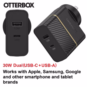 OtterBox 30W Dual Port Premium PD Fast Wall Charger - Black 8-80029)