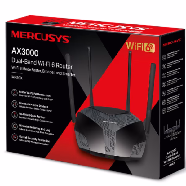 Mercusys MR80X AX3000 Dual-Band Wi-Fi 6 Router
