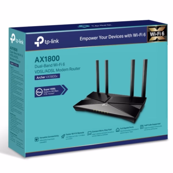 TP-Link Archer VX1800v AX1800 Dual-Band Wi-Fi 6 VDSL Modem Router