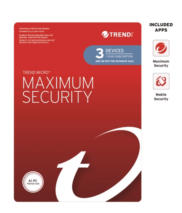 Trend Micro Maximum Security Plus (3 Devices) 1 Year Add