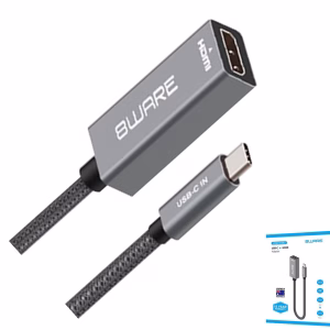 8ware 10cm USB-C to HDMI Male-Female Adapter Converter Cable Retail Pack for PC Laptop iPad  MacBook Pro/Air Surface Dell XPS to Monitor Projector TV