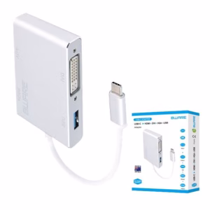 8ware 4-in-1 Hub 4K USB C to HDMI DVI VGA Adapter with USB 3