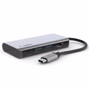Belkin Connect USB-C 4-in-1 Multiport Adapter - Space Grey (AVC006btSGY) - 100W