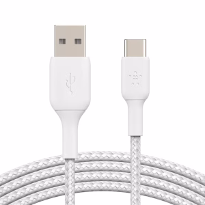 Belkin BoostCharge Braided USB-C to USB-A Cable (1M) - White (CAB002bt1MWH)