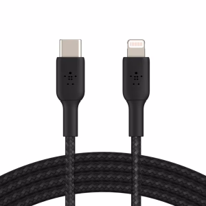 Belkin BoostCharge Braided Lightning to USB-C Cable (1M)- Black (CAA004bt1MBK)