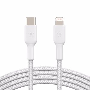 Belkin BoostCharge Braided Lightning to USB-C Cable (1M) - White (CAA004bt1MWH)