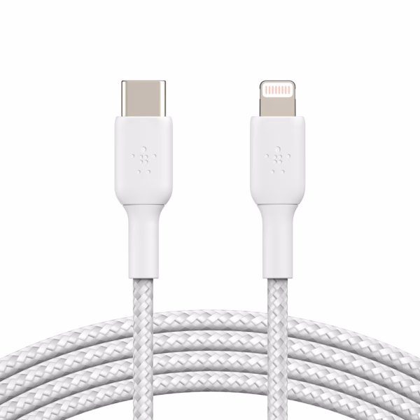 Belkin BoostCharge Braided Lightning to USB-C Cable (2M) - White (CAA004bt2MWH)