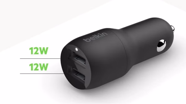 Belkin BoostCharge Dual USB-A Car Charger 24W - Black (CCB001btBK)