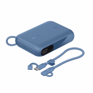 Belkin BoostCharge Power Bank 10K with Display + USB-C to USB-C Cable 60W (15CM) - Blue (BPB027fqBL)