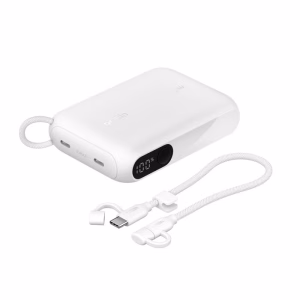 Belkin BoostCharge Power Bank 10K with Display + USB-C to USB-C Cable 60W (15CM) - White (MPA-BPB027FQWH)