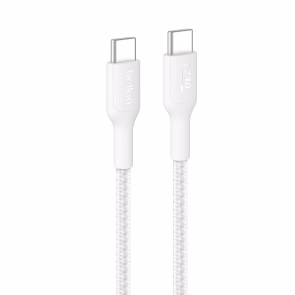 Belkin BoostCharge Pro Braided USB-C to USB-C 2.0 Cable (1M)-White(CAB025fq1MWH)