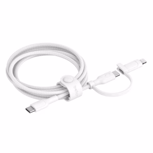 Belkin BoostCharge Pro 2-in-1 Cable With USB-C and Lightning Connector (1.5M) - White(CAC003fq1.5MWH)