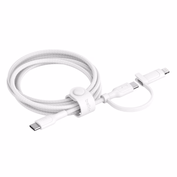 Belkin BoostCharge Pro 2-in-1 Cable With USB-C and Lightning Connector (1.5M) - White(CAC003fq1.5MWH)