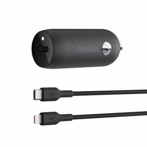 Belkin BoostCharge 30W USB-C PD Car Charger + Lightning to USB-C Cable (1M) - Black (CCA004bt1MBK-B5)