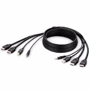 Belkin Cybersecurity and Secure KVM TAA AA DUAL HDMI/USB/AUD CBL, HDMI M/M; USB A/B,(1.8M) - Black(F1DN2CCBL-HH6T)
