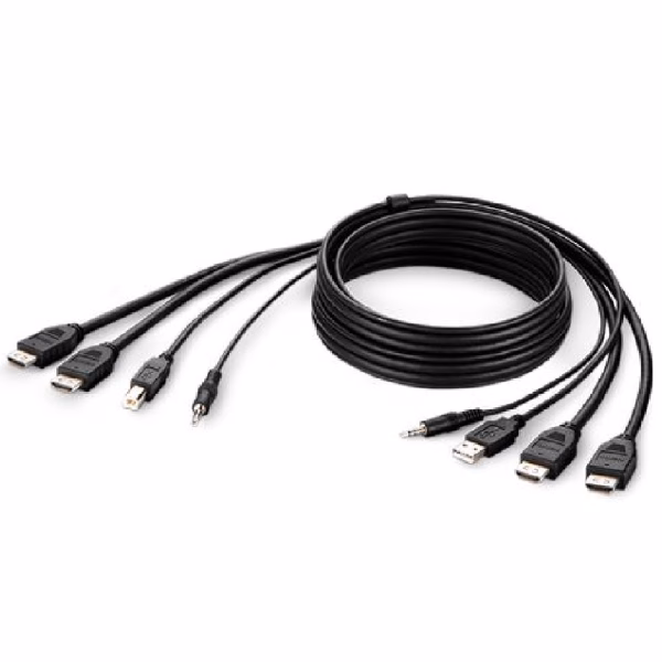 Belkin Cybersecurity and Secure KVM TAA AA DUAL HDMI/USB/AUD CBL, HDMI M/M; USB A/B,(1.8M) - Black(F1DN2CCBL-HH6T)