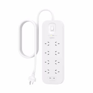 Belkin Connect 8-Outlet Surge Protector with Dual USB-C 30W Ports - White (SRB004AU2M)
