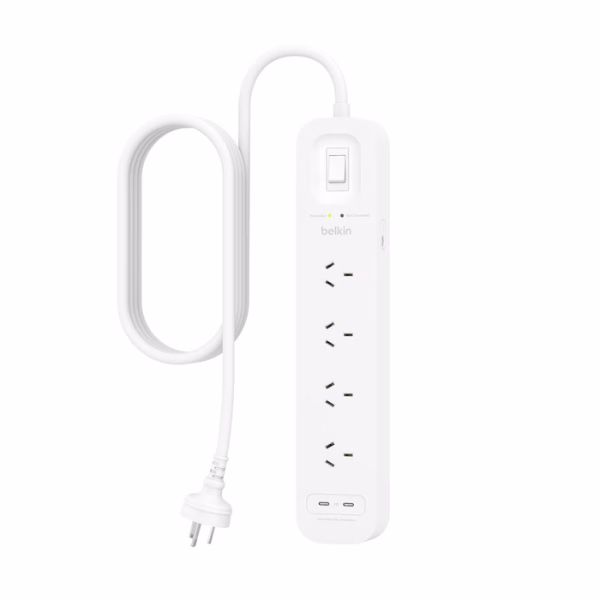 Belkin SurgePro 4-Outlet Surge Protector with Dual USB-C 30W-White(SRB005AU2M)