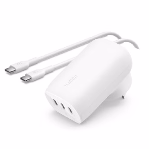 Belkin BoostCharge 67W 3-Port USB-C PPS Wall Charger + USB-C to USB-C Cable - White (WCC002au2MWH-B6)