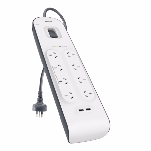 Belkin SurgePlus 8-Outlet 2-Meter Surge Protection Strip With Two (2.4) Amp USB Charging Ports