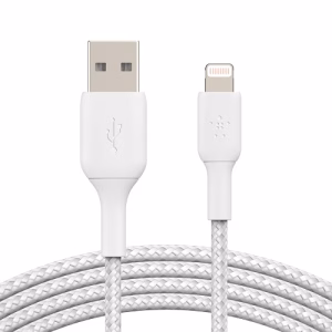 Belkin BoostCharge Braided Lightning to USB-A Cable (2M) - White (CAA002bt2MWH)