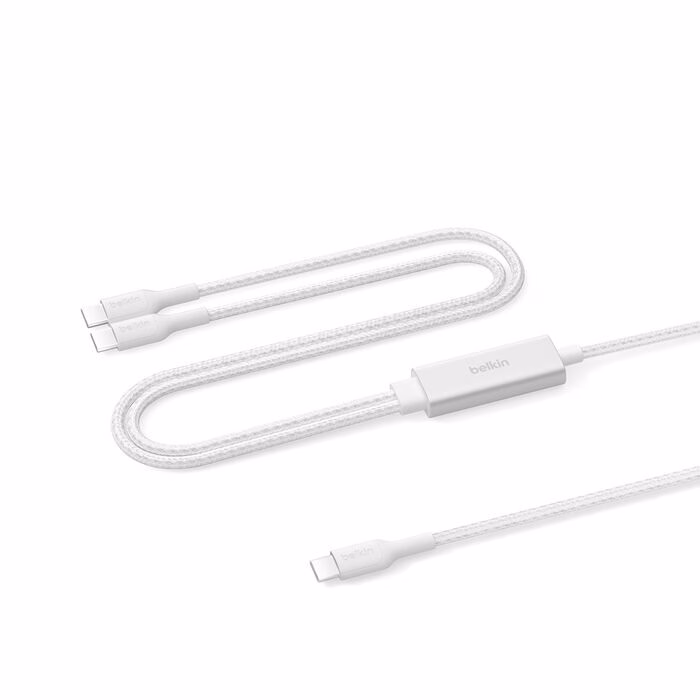 Belkin BoostCharge Pro Braided USB-C to Dual USB-C Cable 1.5M White