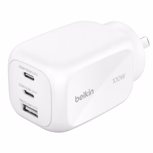 Belkin BoostCharge Pro 100W 3-Port GaN Wall Charger White