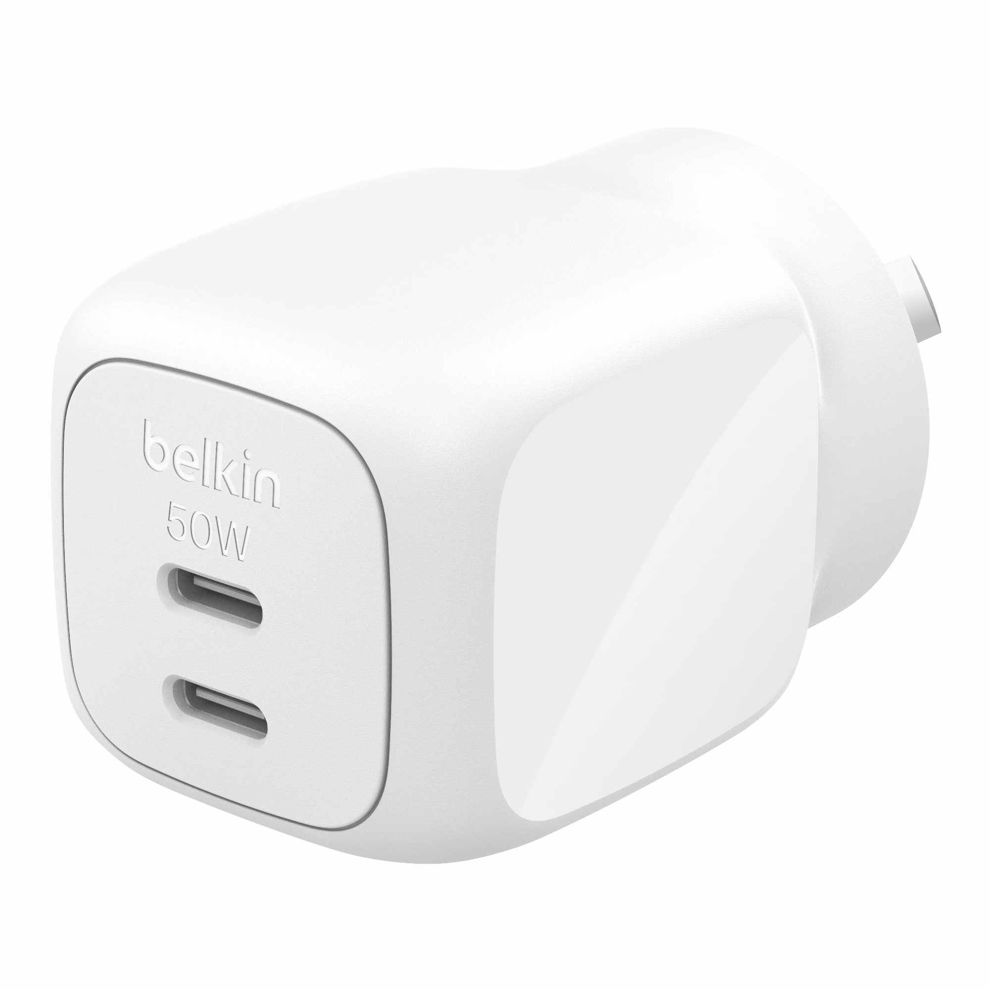 Belkin BoostCharge Pro 50W Dual USB-C GaN Wall Charger White