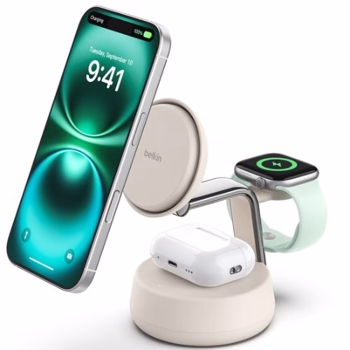 Belkin UltraCharge Pro 3-in-1 Wireless Qi2 Charging Dock White
