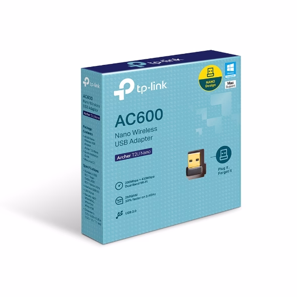 TP-Link Archer T2U Nano AC600 Dual Band Wi-Fi USB Adapter