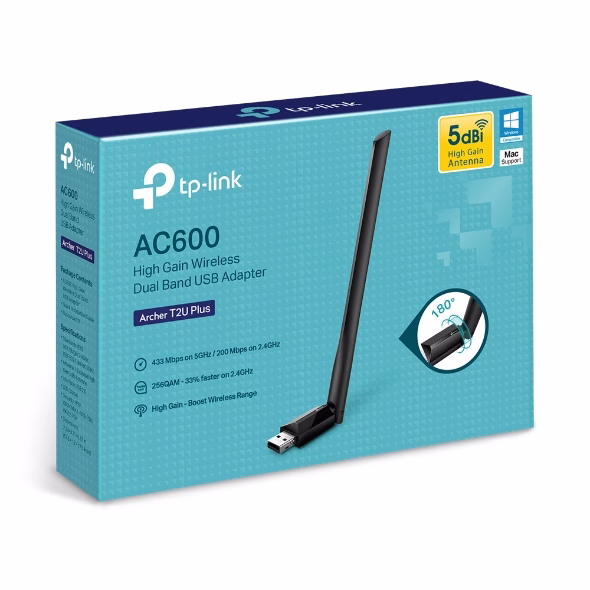 TP-Link Archer T2U Plus AC600 Wi-Fi Dual Band USB Adapter