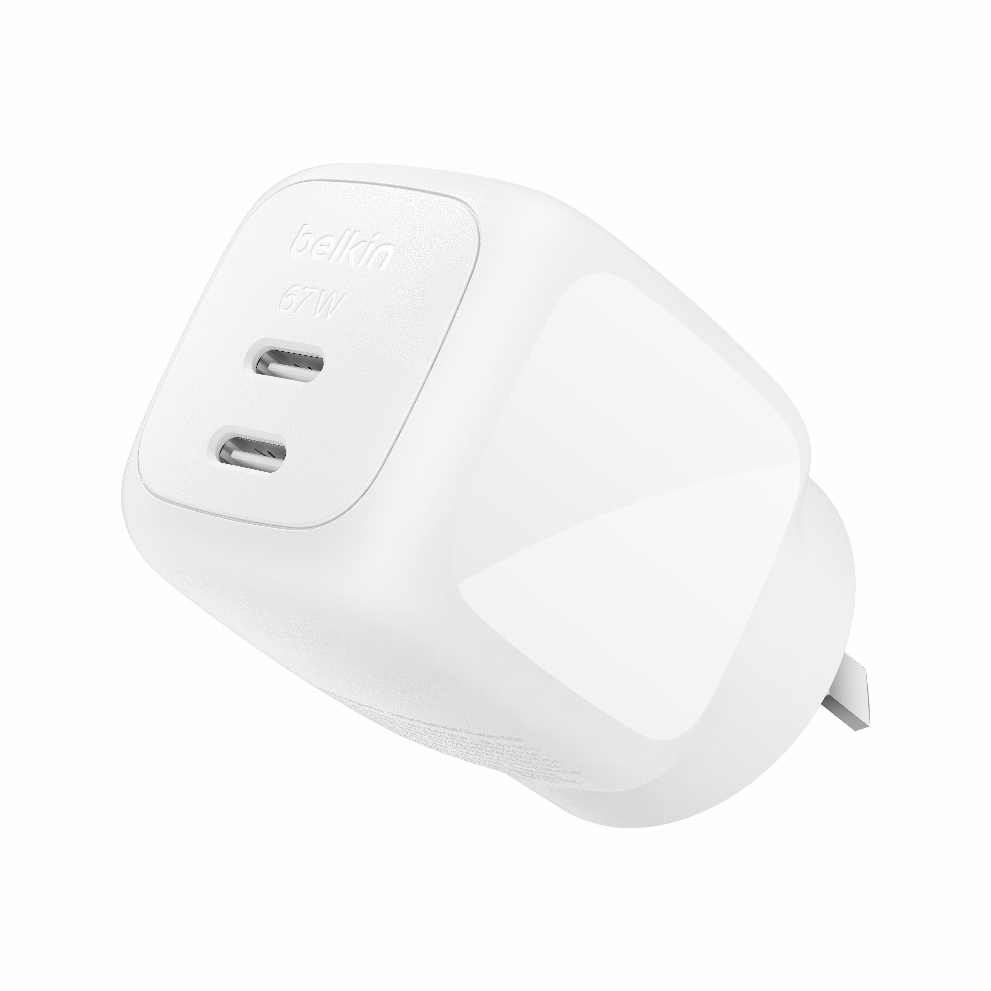 Belkin BoostCharge Pro 67W Dual USB-C GaN Wall Charger White